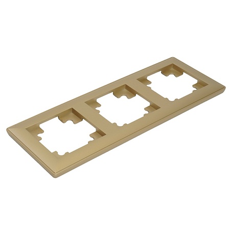 Рамка STEKKER, PFR00-7003-08 3-местная, пластик, серия Катрин, золото - фото