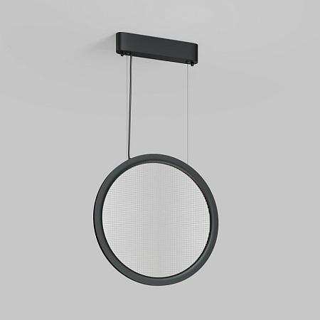 DK6604-BK Подвесной вертикальный светильник Veil со светодиодом H1500 d400 220V 36W 3000-6000K IP20 черный алюминий - фото