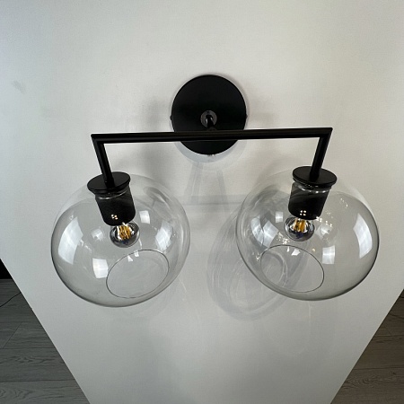 Бра Rh Utilitaire Globe Shade Double Sconce Black Imperiumloft 123272-22 - фото