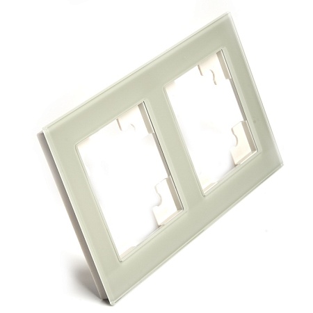 Рамка 2-местная, стекло, STEKKER GFR00-7002-07, серия Катрин, дымчатый - фото