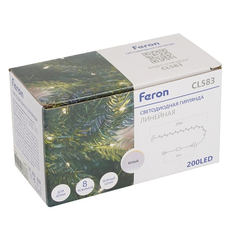Светодиодная гирлянда Feron CL583 линейная Роса (на проволоке) 5000К c питанием от сети 220V 20м + сетевой шнур 1,5м - фото