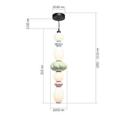 Светильник подвесной ST-Luce черный/зеленый, розовый, синий, опаловый LED 1*32W 3000K SL6134.453.01 - фото