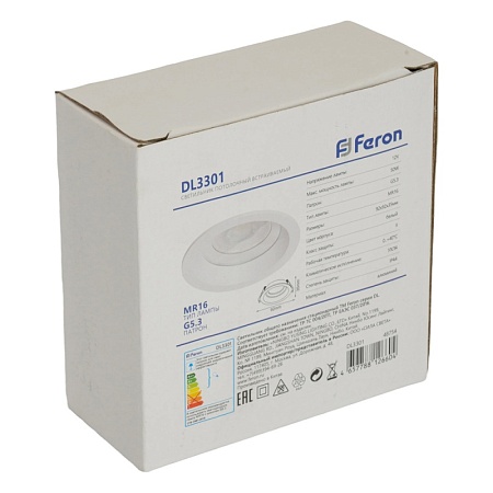 Светильник встраиваемый Feron DL3301 потолочный MR16 G5.3 белый - фото
