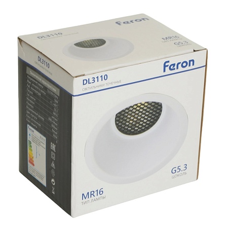 Светильник встраиваемый Feron DL3110 потолочный MR16 G5.3 белый - фото