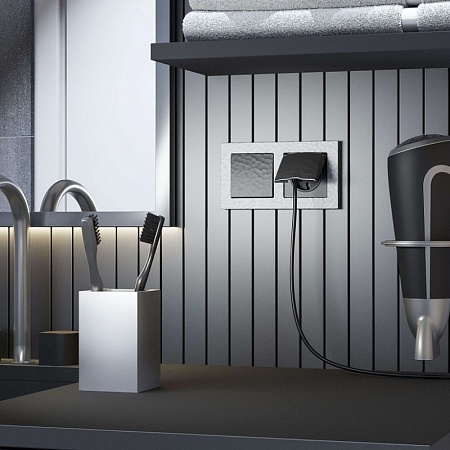 Розетка влагозащ. с зазем. с защит. крышкой и шторками черный W1271208 - фото