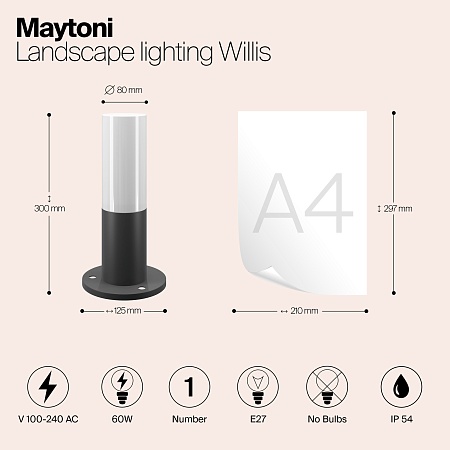 Ландшафтный светильник Outdoor Willis O418FL-01GR - фото