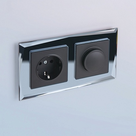 Розетка с заземлением, безвинтовой зажим черный матовый WL08-10-01 - фото