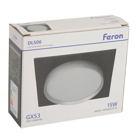 Светильник встраиваемый Feron DL506 потолочный GX53 черный + серебро квадрат - фото