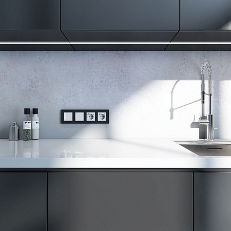 Рамка на 4 поста Slab (черный матовый) W0042908 - фото