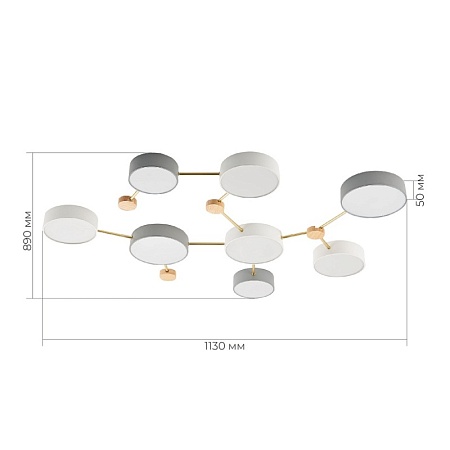 Светильник потолочный Золотистый, Светлое дерево/Белый, Серый LED 8*16,5W 4000K SLE600102-08 - фото