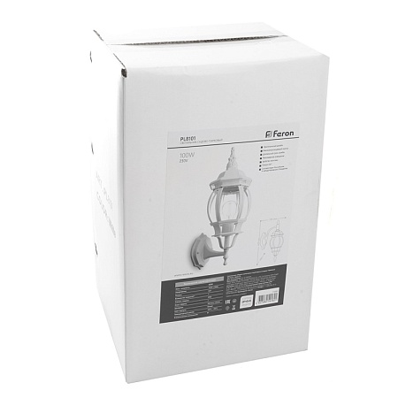 Светильник садово-парковый Feron 8101/PL8101 восьмигранный на стену вверх 100W E27 230V, белый - фото