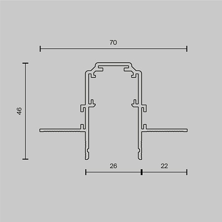 Трековая система Technical встраиваемая магнитная чёрная 350x175 TS-P-350-TR122-4-7W-DS-B
