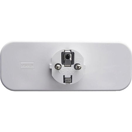 Разветвитель сетевой 3-местный с/з STEKKER ADP16-23-20, 250V, 16A, ABS пластик, белый - фото