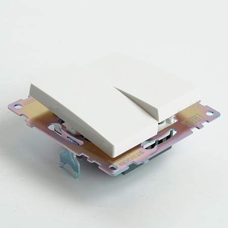 Переключатель 2-клавишный (механизм), STEKKER GLS10-7107-01 , 250V, 10А, серия Катрин, белый - фото