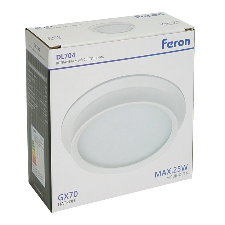 Светильник встраиваемый Feron DL704 потолочный GX70 белый круг IP44 - фото
