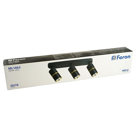 Светильник Feron ML1863 ZEN настенно-потолочный под лампу GU10, чёрный, золото - фото