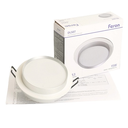 Светильник встраиваемый Feron DL507 потолочный GX53 белый + серебро круг - фото