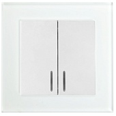 Выключатель 2-клавишный c индикатором, STEKKER, GLS10-7002-01, 250В, 10А, серия Катрин, белый