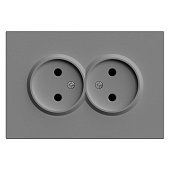 Розетка 2-местная с защитной шторкой, STEKKER, б/з, 250В, 16А, серия Эмили, RST16-5116-10 , платиново-серый, soft touch