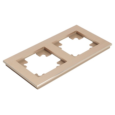 Рамка 2-местная, металл, STEKKER, MFR00-7002-02 , серия Катрин, шампань - фото