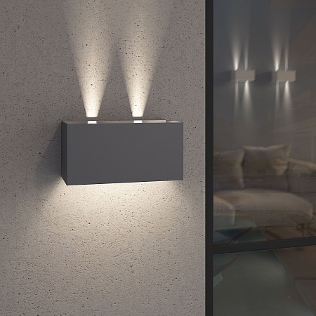 Уличный настенный светодиодный светильник WINNER DOUBLE LED IP54 35137/W серый Elektrostandard - фото