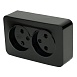 Розетка 2-местная б/з открытой установки, STEKKER, 250В, 10А, IP20, серия София, черный, MST10-12-02 - фото
