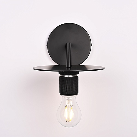 Бра Rh Utilitaire Knurled Disk Shade Sconce Black Imperiumloft 123281-22 - фото