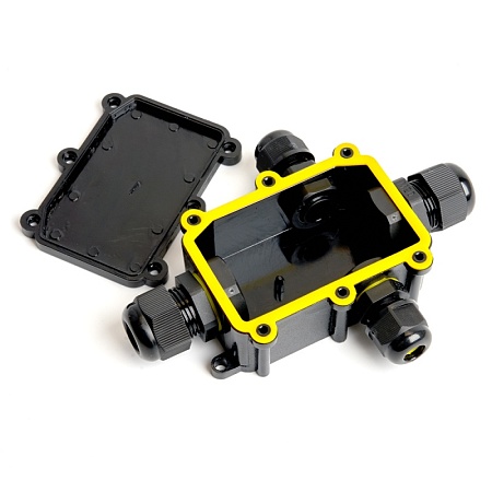 Коробка распределительная STEKKER LD524 ,  водонепроницаемая на 4 выхода, 450V, 140х100х36, черный - фото