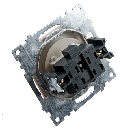 Розетка 1-местная б/з (механизм), STEKKER GLS10-7109-02, 250V, 10А с защитной шторкой, серия Катрин, шампань - фото