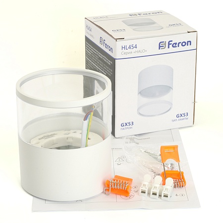 Светильник потолочный Feron HL454 HALO 12W, 230V, GX53, белый - фото