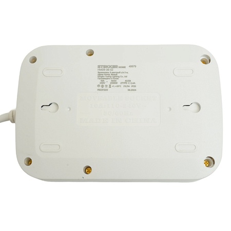Удлинитель 3-местный c/з 3x1 мм2, 3 м, 250В, 10А, 4USB+2Type-C 2,4А, серия Home plus, белый STEKKER HM09-36-02 - фото