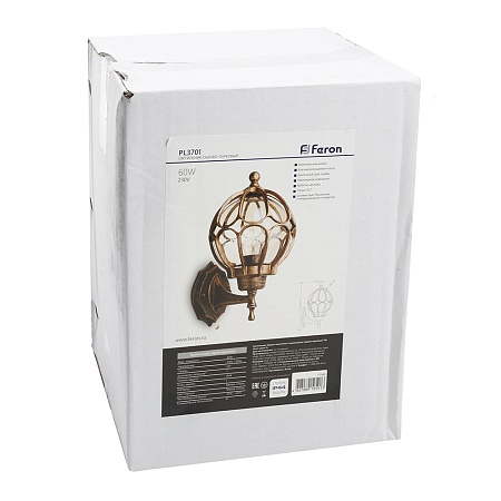 Светильник садово-парковый Feron PL3701  круглый на стену вверх 60W 230V E27, черное золото - фото
