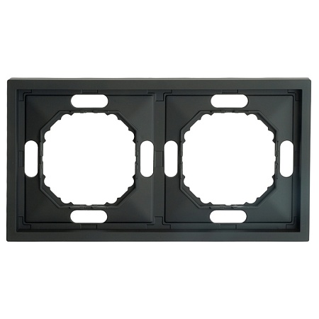 Рамка STEKKER, PFR00-5002-05 2-местная, серия Эмили, черный уголь, soft touch - фото
