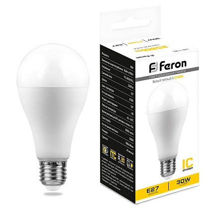 Лампа светодиодная Feron LB-130 Шар E27 30W 175-265V 2700K - фото