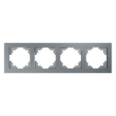 Рамка 4-местная, стекло, STEKKER, GFR00-7004-03, серия Катрин, серебро - фото