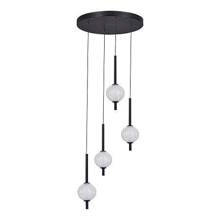 Светильник подвесной ST-Luce Черный/Прозрачное кракелированное стекло LED 4*8,5W 3000K SL6120.403.04 - фото