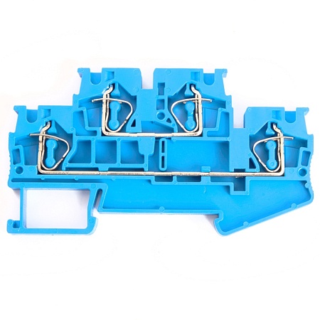 Зажим пружинный, 4-проводной проходной 2 уровня ЗНИ - 4.0 (JXB ST 4), синий STEKKER - фото