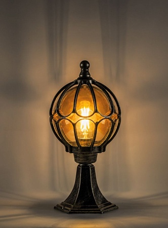 Светильник садово-парковый Feron PL3804  круглый на постамент 60W 230V E27, черное золото - фото