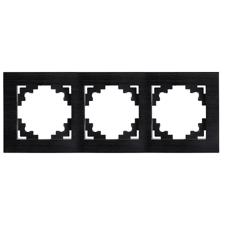 Рамка 3-местная, металл, STEKKER MFR00-7003-05, серия Катрин, черный - фото