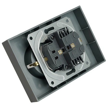 Розетка 2-местная с защитной шторкой, STEKKER, с/з, 250В, 16А, серия Эмили, RST16-5114-10, платиново-серый, soft touch - фото