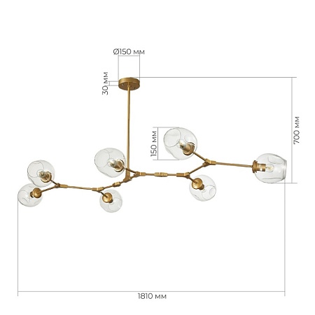 Светильник подвесной Золотистый/Прозрачный E27 7*40W SLE154823-07 - фото