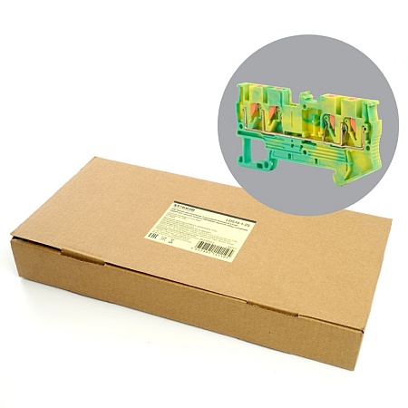 Зажим пружинный, 4-проводной проходной ЗНИ - 2,5 ,JXB PT 2,5 , желтый,зеленый LD574-1-25 - фото