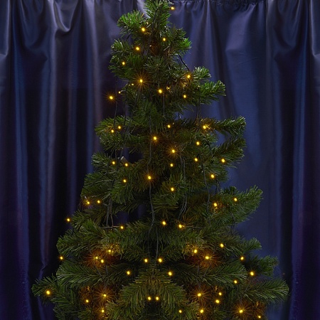 Светодиодная гирлянда Feron CL04 линейная 230V желтый с питанием от сети, контроллером, зеленый шнур - фото