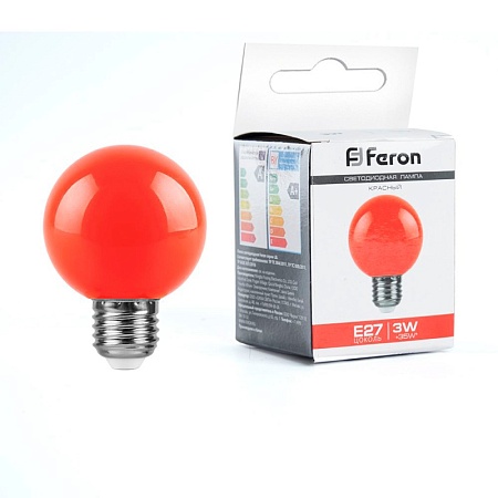 Лампа светодиодная Feron LB-371 Шар E27 3W 230V красный - фото