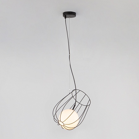 Металлический подвесной светильник лофт 50139/1 черный - фото