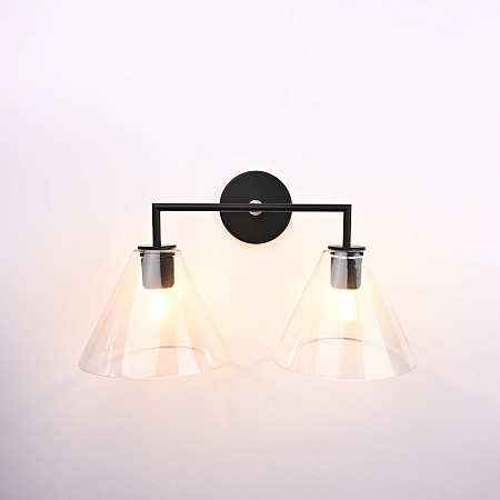 Бра Rh Utilitaire Funnel Shade Double Sconce Black Imperiumloft 123266-22 - фото