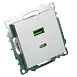 Розетка 2-местная USB + type C (механизм)), STEKKER GLS10-7116-03 , 250B, 3А, max 20W, серия Катрин, серебро - фото