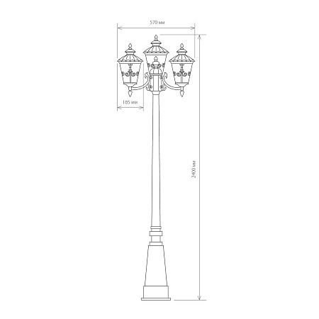 Уличный светильник на столбе Diadema F/3 черное золото IP44 GLYF-8046F/3 черное золото - фото