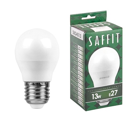 Лампа светодиодная SAFFIT SBG4513 Шарик E27 13W 230V 6400K - фото
