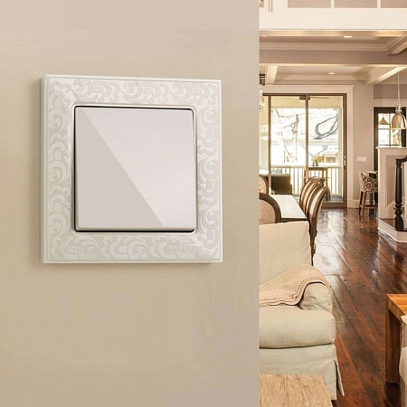 W0012303/ Рамка на 1 пост Flock (слоновая кость) W0012303 - фото